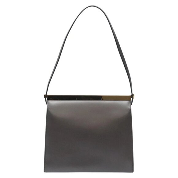 GUCCI Shoulder Bag Leather Gray Gold Auth JB010V - Picture 3 of 15